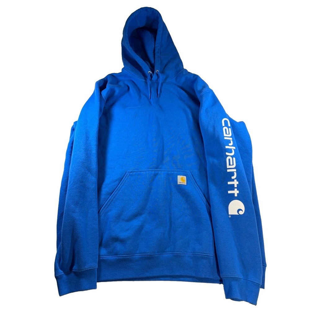 Carhartt 2XL Tall Loose Fit Hoodie Blue Sleeve Spell out